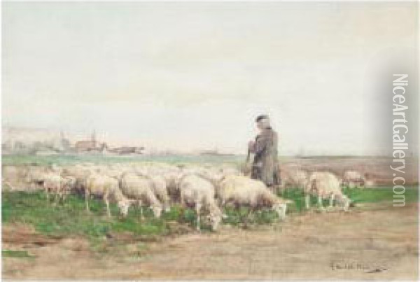 Shepherd And His Flock Oil Painting - James Hamilton Mackenzie