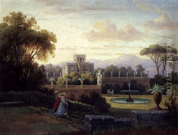 Parti Fra Villa Doria Pamphili Ved Rom Oil Painting - Gustaf Wilhelm Palm