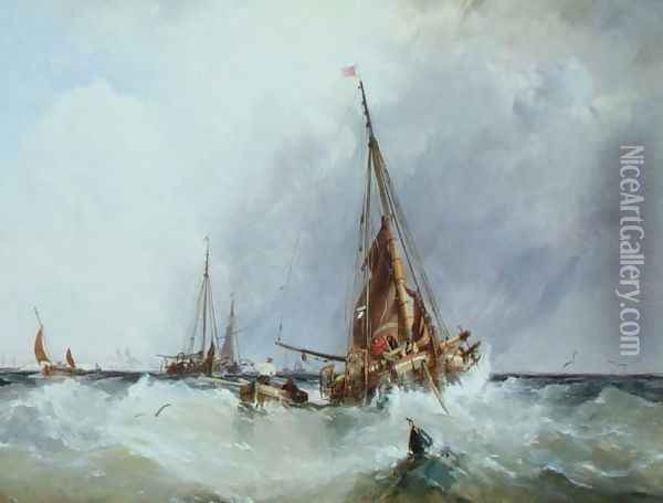 Shipping in the Solent Oil Painting - George Chambers