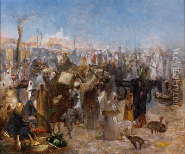 Marche Au Caire Oil Painting - Leopold Alphons Mielich