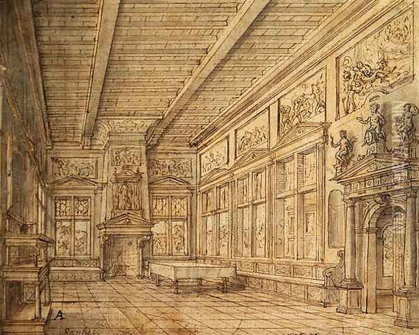 Interior of a Hall Oil Painting - Hans Vredeman de Vries