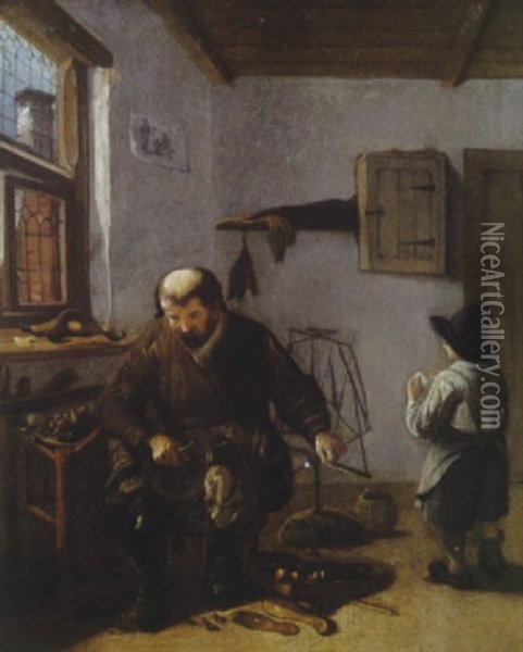 Le Savetier Oil Painting - Quiringh Gerritsz van Brekelenkam