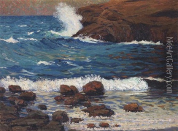 Resounding Surf Oil Painting - Granville S. Redmond