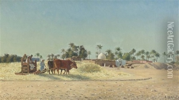Nordafrikanische Oase Im Sonnenschein Oil Painting - Arthur Charles Henri Herzog