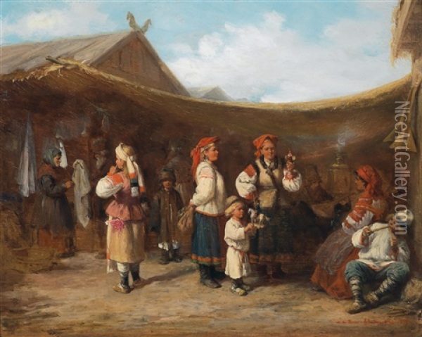 Russische Jahrmarktscene Aus Dem Gonv. Smolensk Oil Painting - Wilhelm Amandus Beer