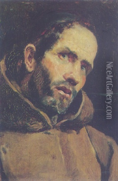 Monje Oil Painting - Antonio Casanova y Estorach