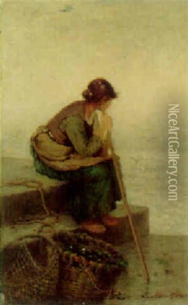 The Mussell Gatherers Oil Painting - Leon Moran