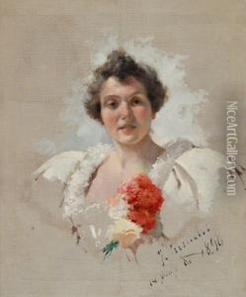 Barcelona,1908)
Retrato De Su Esposa Maria Del Oil Painting - Josep I Cusachscusachs
