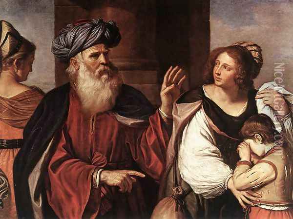 Abraham Casting Out Hagar And Ishmael 1657 Oil Painting - Giovanni Francesco Barbieri