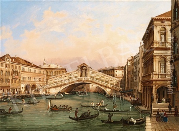 Rialto Bridge Oil Painting - Giovanni Grubas