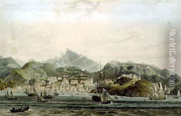 A View of the Town of St. George and Richmond Heights on the island of Grenada, engraved by William Daniell (1769-1837), c.1810 Oil Painting - Wilson, Lieutenant-Colonel J.