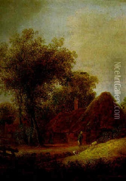 Landscape With A Farmhouse And A Shepherd Oil Painting - Pieter Jansz van Asch