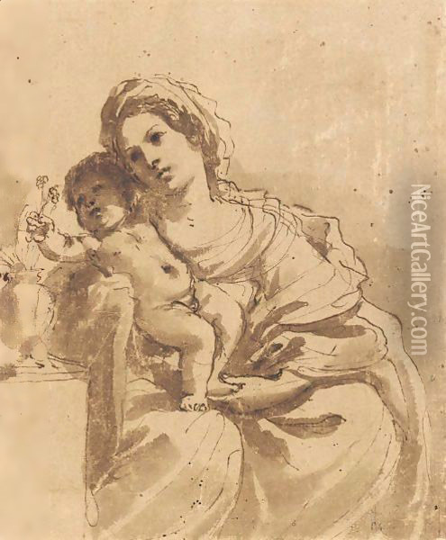 Madonna And Child Oil Painting - Giovanni Francesco Barbieri