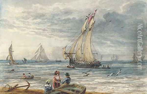 The schooner Waterwitch off Hastings Oil Painting - Thales Fielding