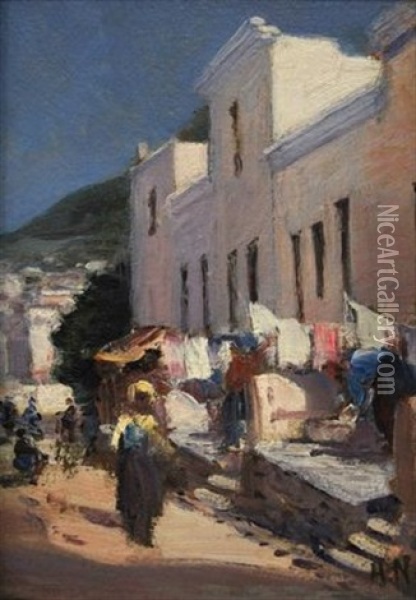 A Street In Old Cape Town Oil Painting - Pieter Hugo Naude