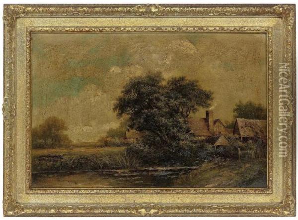 A Farmstead By A Pond Oil Painting - Joseph Thors