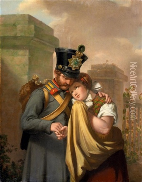Der Abschied Oil Painting - Johann Theodor Eusebius Faber