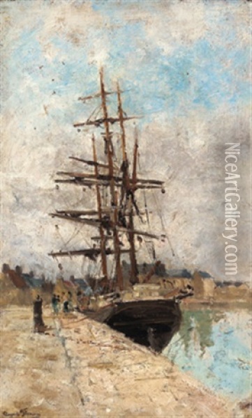 Vor Anker Oil Painting - Marie Auguste Flameng