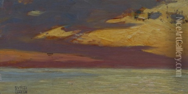 Venezia, Vista Mare Oil Painting - Ettore Burzi