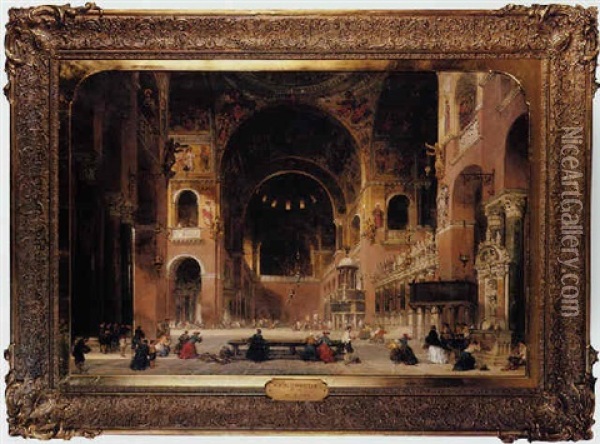 Interior Of The Church Of St. Marc At Venice Oil Painting - David Roberts