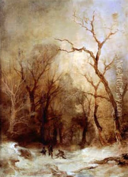 Winterlandschaft Mit Reisigsammlern Oil Painting - Remigius Adrianus van Haanen