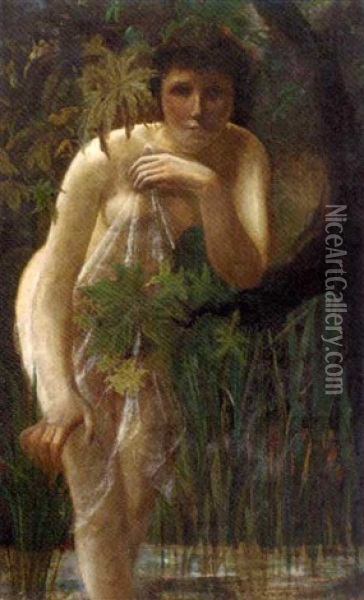 A Female In A Wooded Landscape Oil Painting - Sir John Longstaff
