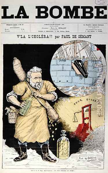 Cover of La Bombe magazine illustrating the perils of Cholera, July 1889 Oil Painting - Paul de Semant