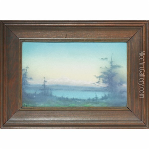 Mountain Landscape Plaque Oil Painting - Lenore Asbury