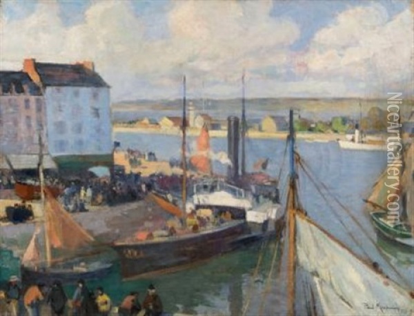 Quai Anime A Honfleur Oil Painting - Paul Bernard Morchain