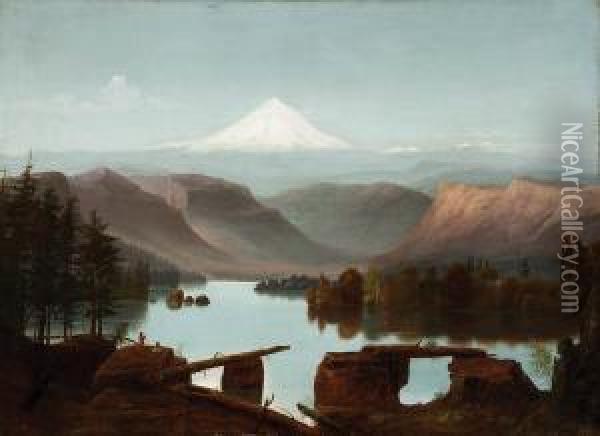 Landscape With Mount Hood In The Background Oil Painting - Cleveland Salter Rockwell