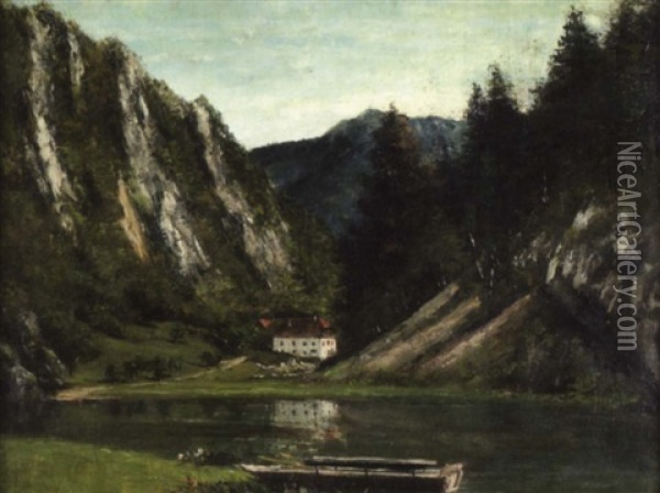 Le Doubs A La Maison Monsieur Oil Painting - Gustave Courbet