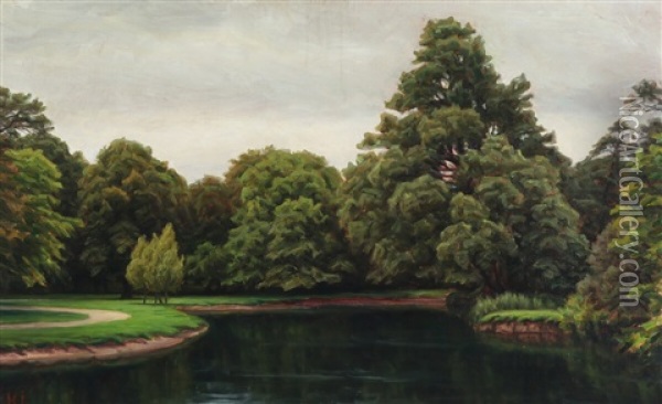 A Scenery From Frederiksberg Gardens Oil Painting - Henrik Gamst Jespersen