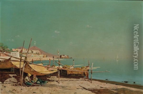 Naples From Mergellina Oil Painting - Giuseppe Cosenza