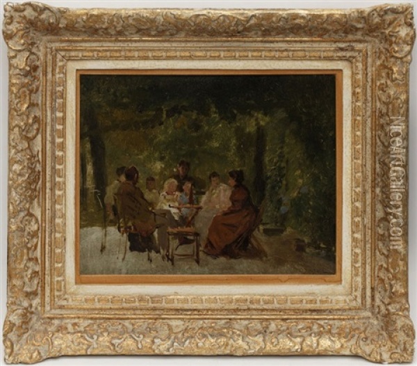 La Conversation Oil Painting - Francois Adolphe Grison