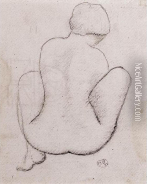 Se Tenant Un Pied Oil Painting - Aristide Maillol