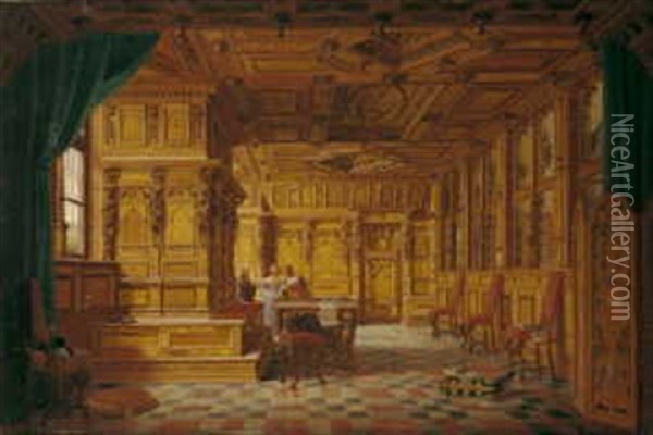 Die Betstube Der Herzogin In Schloss Gottorf, Schleswig Oil Painting - Heinrich Anton Heger