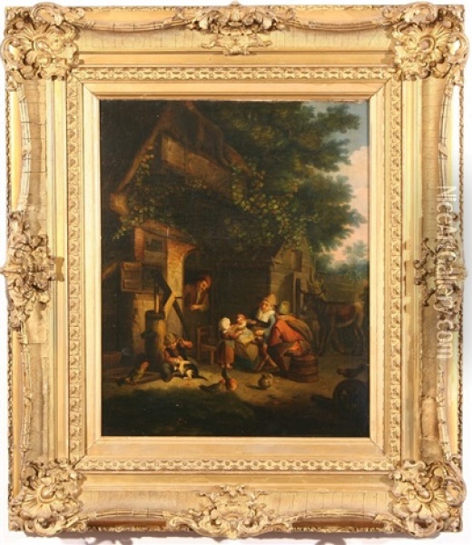 Peasant Family By A Cottage Oil Painting - Isaac Van Ostade