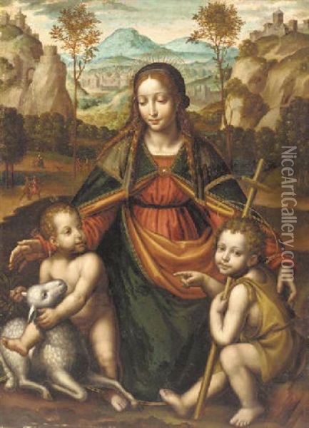 The Madonna And Child With The Infant St. John The Baptist Oil Painting - Bernardino Luini