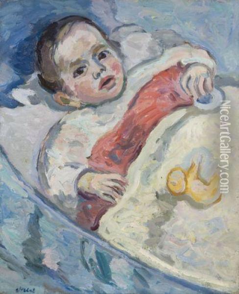 Bebe Au Berceau Oil Painting - Eugene Dabit