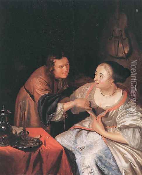 Carousing Couple Oil Painting - Frans van Mieris