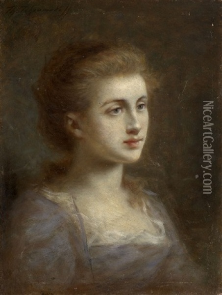 Female Portrait Oil Painting - Fedor Petrovich Chumakov