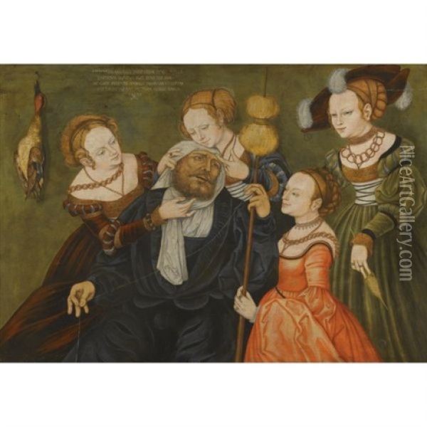 Hercules And Omphale Oil Painting - Hans Cranach