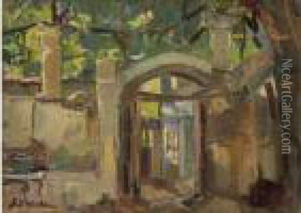 Mediterranean Villa Oil Painting - Georges Lapchine