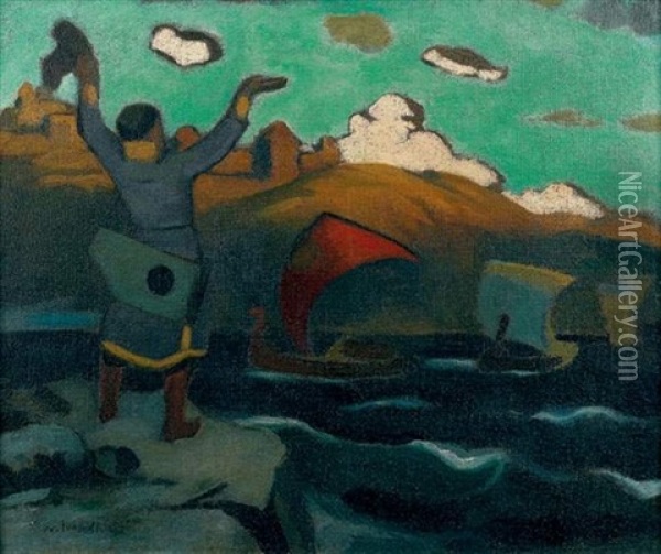 L'appel Des Vikings Par Le Fils Du Roi D'ukraine Oil Painting - Nikolai V. Ivanov