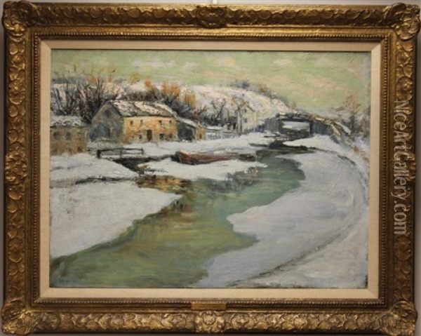 Winter On The River Oil Painting - Frederick R. Wagner
