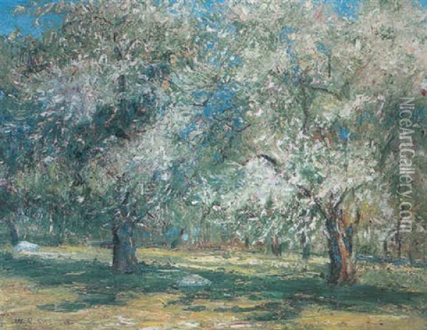 Apple Blossoms, Dutchess County, New York Oil Painting - William Ottis Swett Jr.