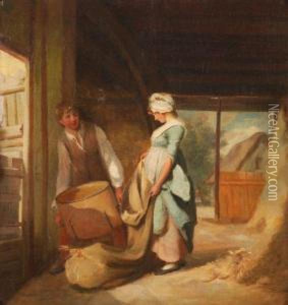 Thebarn Girl Oil Painting - Henry Walton