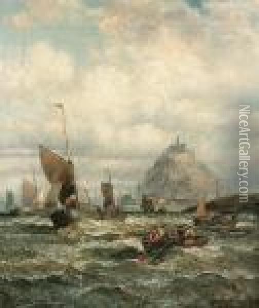 St Michael's Mount Oil Painting - William A. Thornley Or Thornber