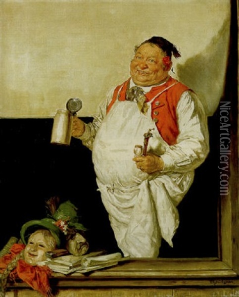 Der Wirt Als Theaterdirektor Oil Painting - Eduard von Gruetzner