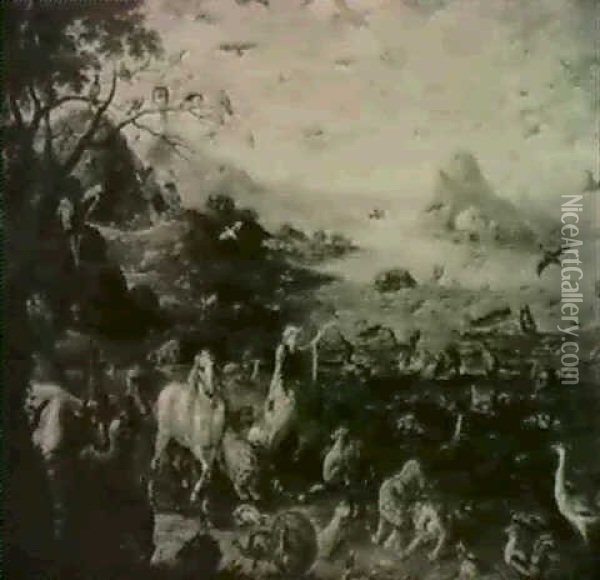 God Creating The Animals Of The World Oil Painting - Jan van Kessel the Elder